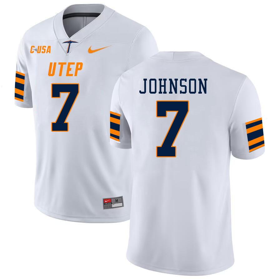 Men-Youth #7 KD Johnson UTEP Miners 2023 College Football Jerseys Stitched Sale-White